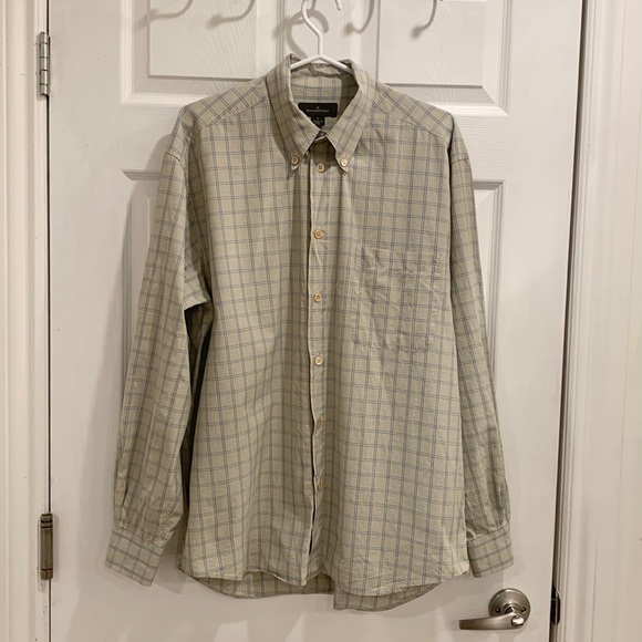 Ermenegildo Zegna Beige Blue Checked Button Up Shirt - Picture 2 of 13